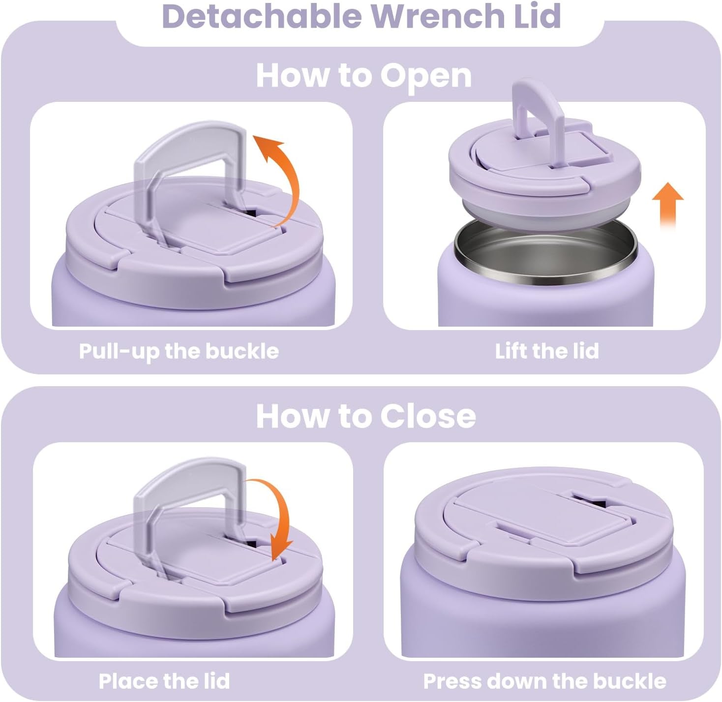 Soup Thermo for Hot Food Kids 13.5Oz Lunch Containers with Buckle Lid Wide Mouth Hot Food Jar Vacuum Insulated Stainless Steel Bento Box Leakproof with Spoon(Purple)