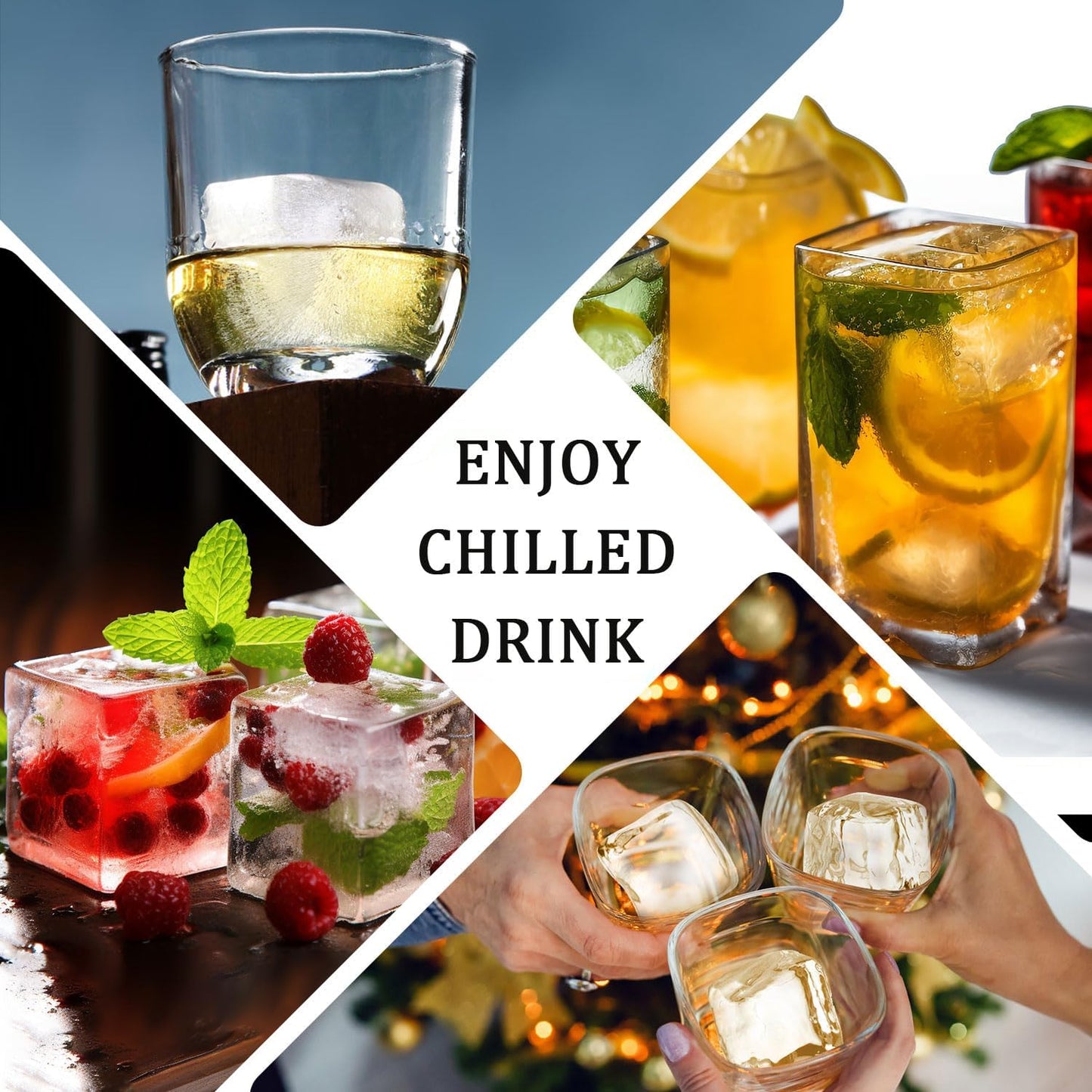 Large Ice Cube Tray for Whiskey:  Silicone Ice Cube Trays with Lid - 2Pack Big Square Old Fashioned Ice Cube Maker for Cocktail - 2Inch Huge Cubed Ice Trays for Whisky