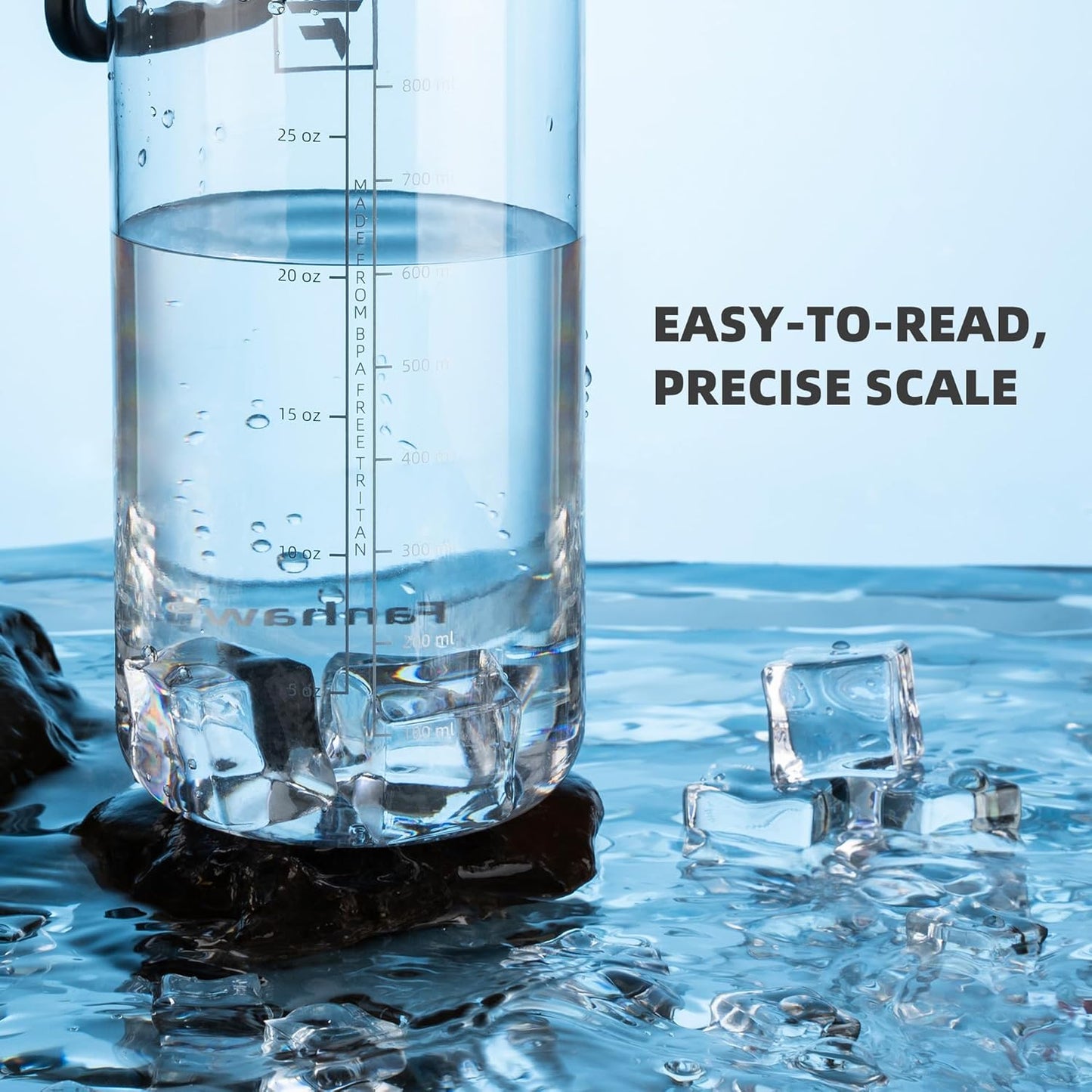 32 Oz Clear Water Bottle with Fast-Flow Spout Lid, Bpa-Free Tritan, Wide Mouth, Leakproof, Reusable Bottle for Gym, School, Office, Travel (Clear&Black)