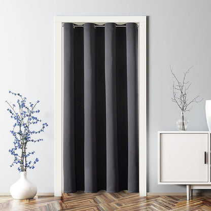 Blackout Door Curtains for Doorway Privacy, Grommet Closet Curtains for Bedroom Closet Door, Thermal Insulated Temporary Doorway Cover Room Divider Drapes (1 Panel, Dark Grey, 34 X 80 Inch)
