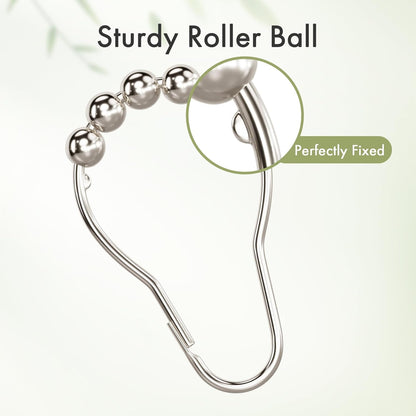 Shower Curtain Rings, Set of 12, Rust-Resistant Metal Shower Hooks Ring Shower Rings for Curtain Rolling Shower Curtain Hooks for Bathroom Shower Rod Shower Curtain Hangers, Nickel