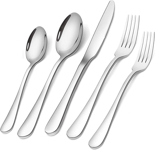 20-Piece Stainless Steel Flatware Set for 4 - Upgraded Mirror Polished Cutlery, Dishwasher Safe