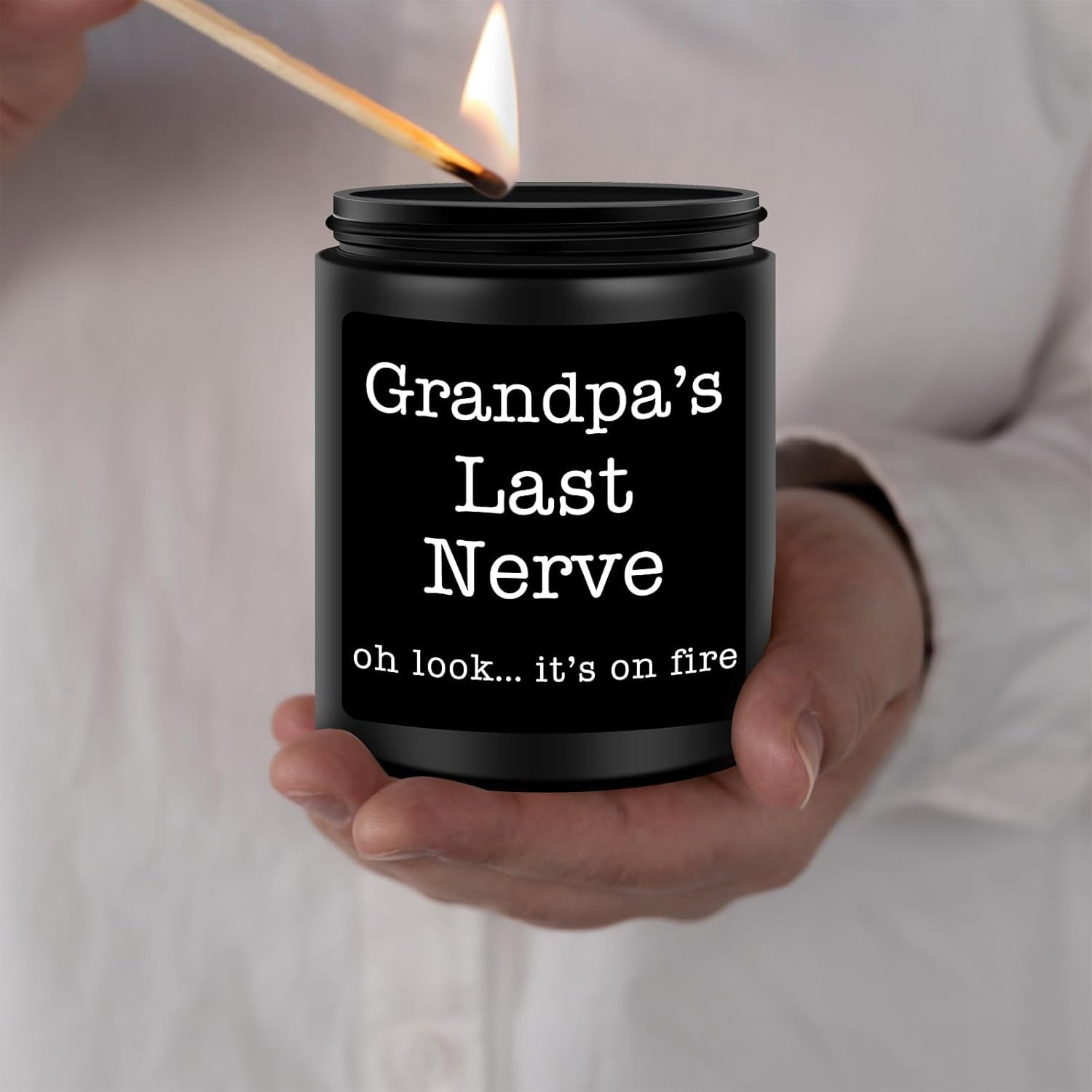 Grandpa Gifts from Granddaughter Grandson, Unique Fathers Day, Birthday, Christmas, Retirement Candles, Grandpa’S Last Nerve Scented Candle