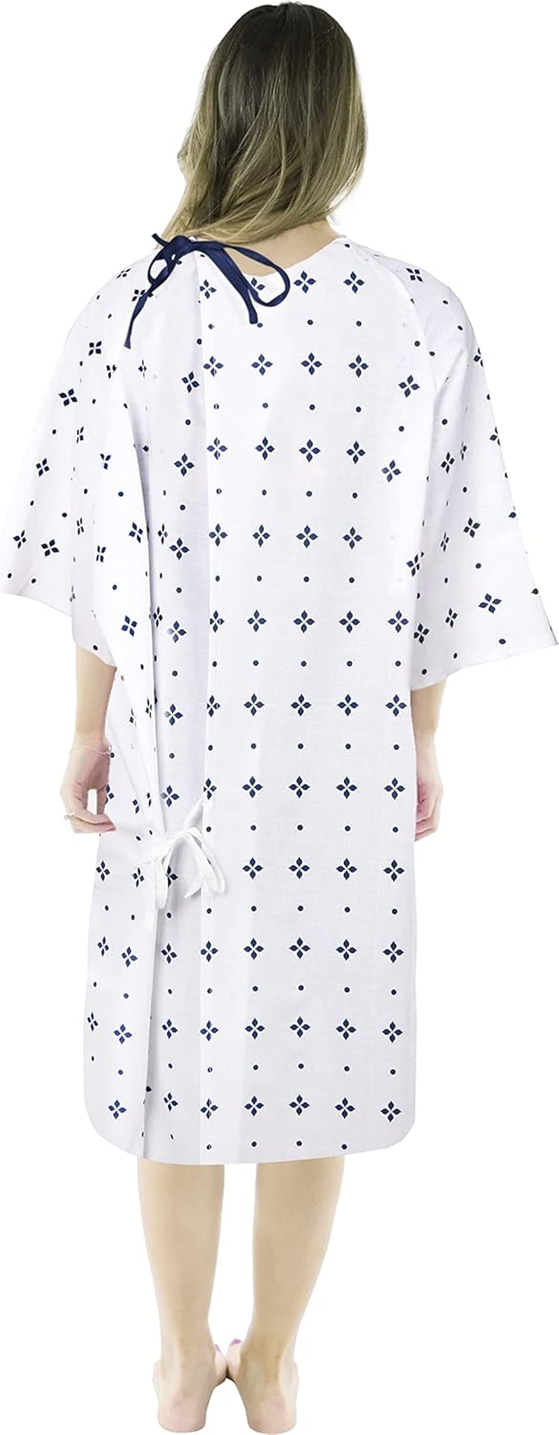 6 Pack Unisex Hospital Gowns, Patient Gowns for Women and Men with Back Tie, Comfortably Fits Sizes up to 2XL Blue