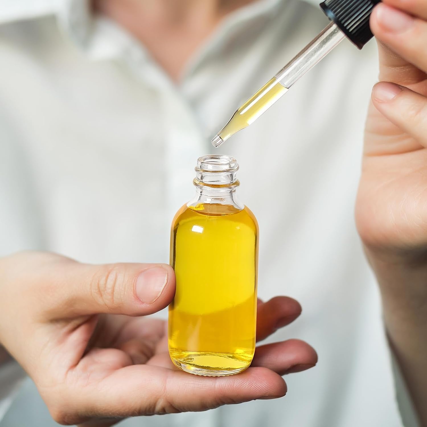 Set of 4, 1 Oz Clear Eye Dropper Bottles with 1 Stainless Steel Funnels & 4 Labels - Black Caps 30Ml Thick Glass Tincture Bottles - Leakproof Essential Oils Bottles for Health, Personal Care & Beauty