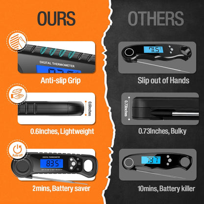 Meat Thermometer Digital, Instant Read Food Thermometer for Cooking Ourtdoor Fryer Candy BBQ Grill Smoker Accessories Kitchen Gadgets, Gifts for Men Stocking Stuffers Him Dad Birthday