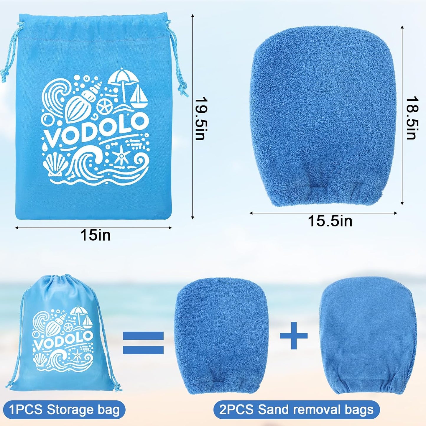 2 in 1 Sand Remover for Beach,2Pcs Sand Wipe off Mitts for Beach,Beach Vacation Essentials for Kids Adults,Beach Day Accessories Must Haves for Women,Summer Family Beach Needs Items Necessities