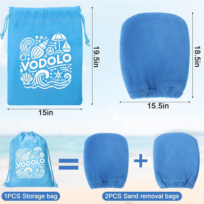 2 in 1 Sand Remover for Beach,2Pcs Sand Wipe off Mitts for Beach,Beach Vacation Essentials for Kids Adults,Beach Day Accessories Must Haves for Women,Summer Family Beach Needs Items Necessities