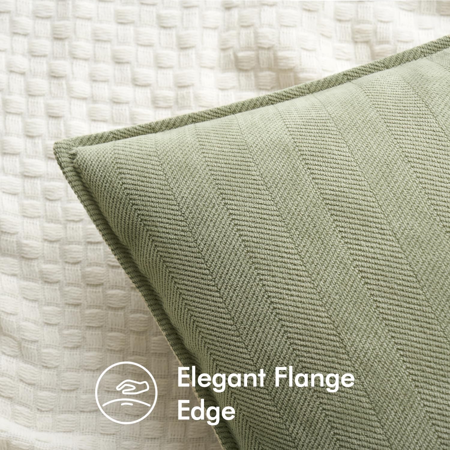 Set of 2 Sage Green Chenille Decorative Pillow Covers, 20x20 Inches, Luxurious Farmhouse Style Cushions for Sofa, Bedroom, and Living Room Decor