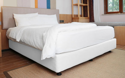 Box Spring Cover Queen Size - Jersey Knit & Stretchy Wrap around 4 Sides Bed Skirt for Hotel & Home - Queen/Queen XL, White