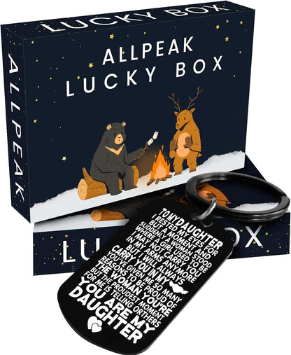 Daughter Gifts for Mothers Day - to MY DAUGHTER Keychain Thanksgiving Valentines Day Birthday Stocking Stuffers Christmas Xmas White Elephant Gift, Daughter'S Easter Basket Stocking Stuffers