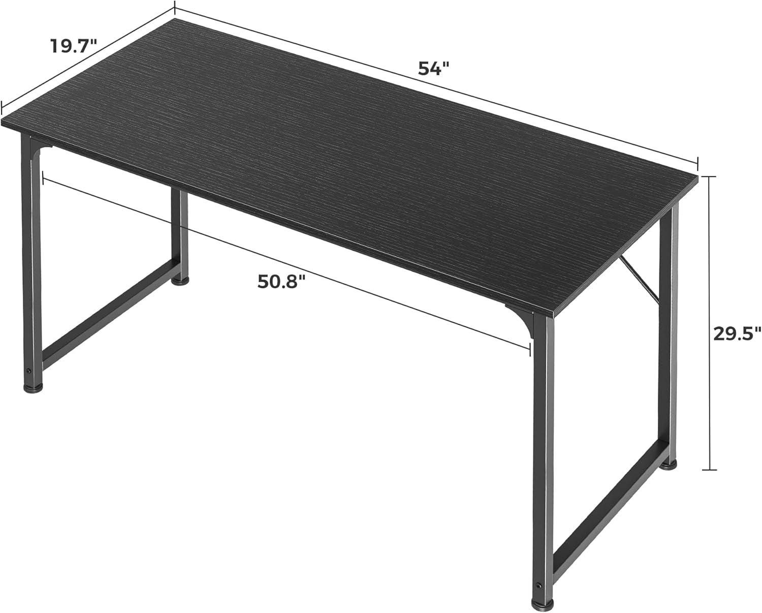 55-Inch Modern Home Office Desk with Sturdy Metal Frame, Ideal for Gaming and Writing, Black Finish