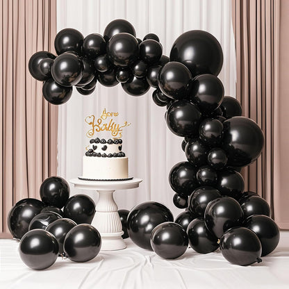Black Balloons 145 Pcs Black Balloon Arch Kit Different Sizes of 18 12 10 5 Inch Balloon Garland Arch Kit, Latex Balloons for Birthday Party Decorations Graduation Wedding Decor