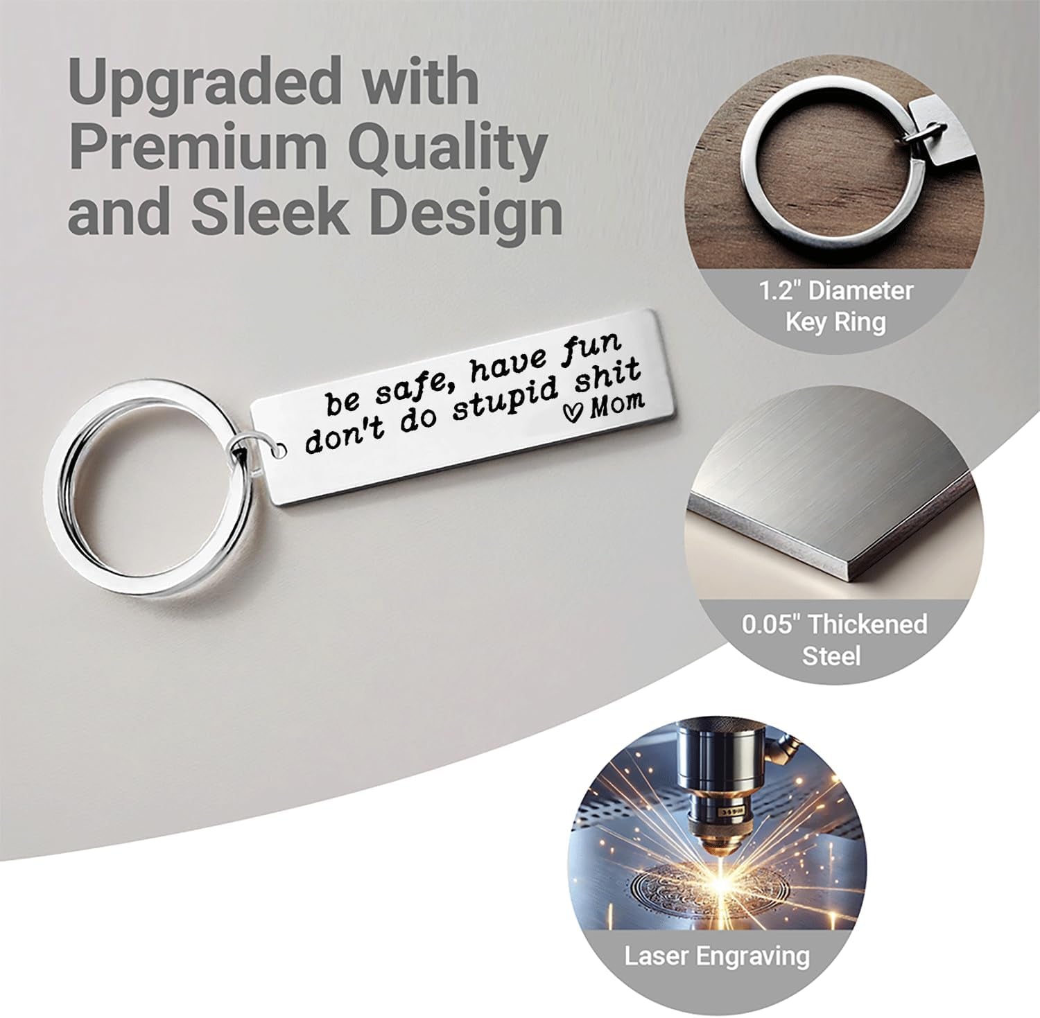 Be Safe Have Fun Don'T Do Stupid Stuff New Driver Keychain Love Mom and Dad Gift for Teen Daughter Son Sweet 16 Graduation Gift Dad