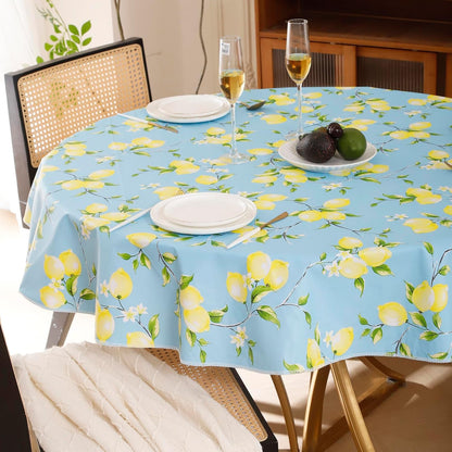 Round Vinyl Tablecloth with Flannel Backing Waterproof Oil-Proof PVC Table Cloth Stain-Resistant Wipeable Table Cover for round Table(48" Round)