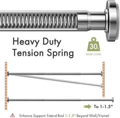 Spring Tension Shower Curtain Rod, 31-46.5 Inches Heavy Duty Tension Rod Rust Proof Bathroom Curtain Rod, Adjustable No Drill Easy Segmented Installation, Chrome