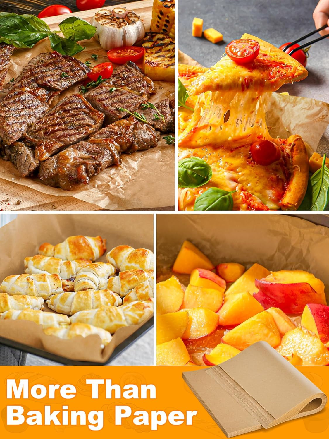 200 Pcs Parchment Paper Baking Sheets, 8X12 Inches Non-Stick Precut Baking Parchment, for Baking Grilling Steaming Bread Cup Cake Cookie and More (Unbleached)