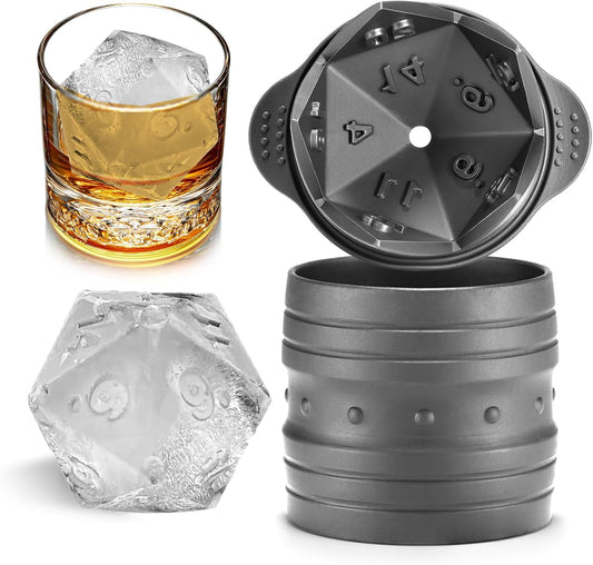 D20 Dice Ice Mold, DND Gamer Gifts for Men Women, Cool Christmas Stocking Stuffers Ideas for Adults TTRGP Lover, Large Silicone D&D Accessories Ice Cube Tray for Cocktails,Bourbon,Whiskey