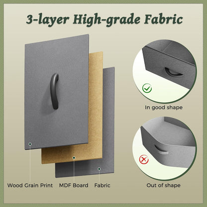 7-Drawer Fabric Dresser and TV Stand, 47-Inch Wide Chest for 43-55 Inch TVs, Metal Frame, Dark Grey, Ideal for Bedroom and Clothing Storage