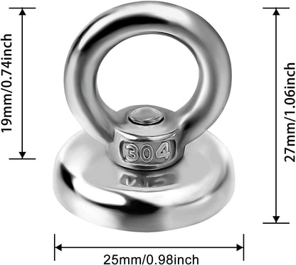 Heavy-Duty Magnetic Hooks 10-Pack, 60 lbs Pulling Force Neodymium Magnets with Countersunk Eyebolt for Home, Office, Garage, and Kitchen Use