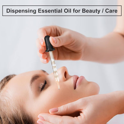 4 Pack, 1 Ml Glass Eye Dropper with Measurement - Long & Short, Bent & Straight Tip Calibrated Glass Medicine Droppers, Accurate Dose Pipette Dropper for Essential Oils, Feeding, Ear, Lab, Health Care