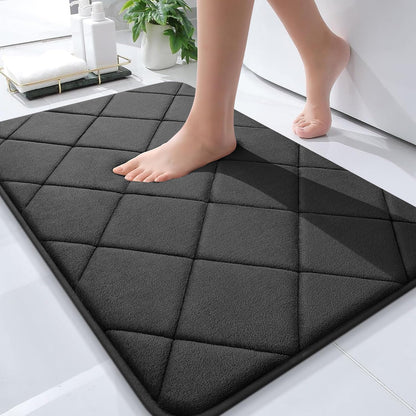 Memory Foam Bathroom Rugs, Bath Rug Size 30X20+30X20 in Black, 2 Item Bundle