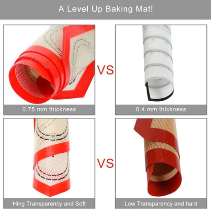 Non Stick Silicone Baking Mat Quarter Sheet Macaron - 8.2"X11.6",Set of 2 Toaster Oven Liners for Pizza/Cookie and Bread Making, Red,By  (Red)