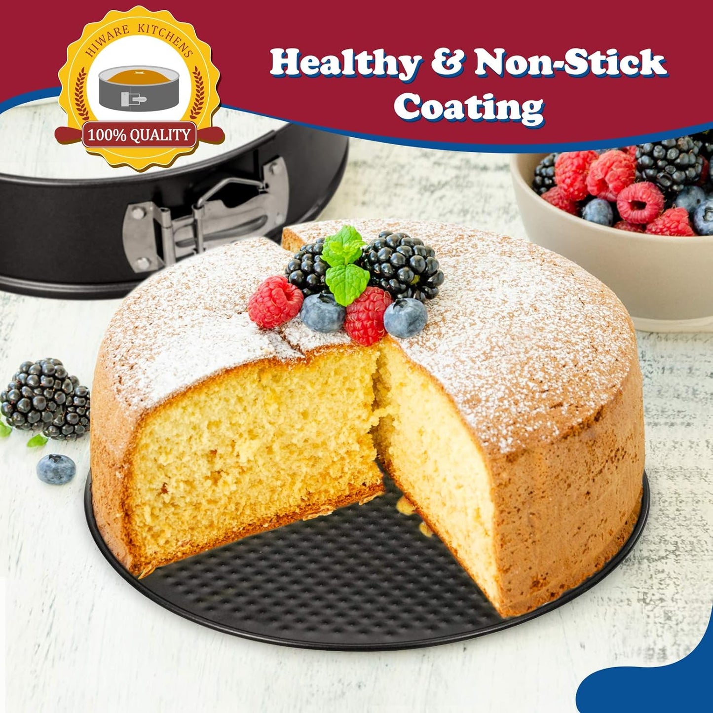 9 Inch Non-Stick Cheesecake Pan Springform Pan with Removable Bottom/Leakproof - Black