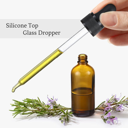 4 Pack, 100Ml Dropper Bottles with 1 Funnel & 4 Labels - Essential Oils Bottles for Health, Personal Care & Beauty - 3.4Oz Thick Dark Amber Glass Tincture Bottle with Eye Droppers, Leakproof