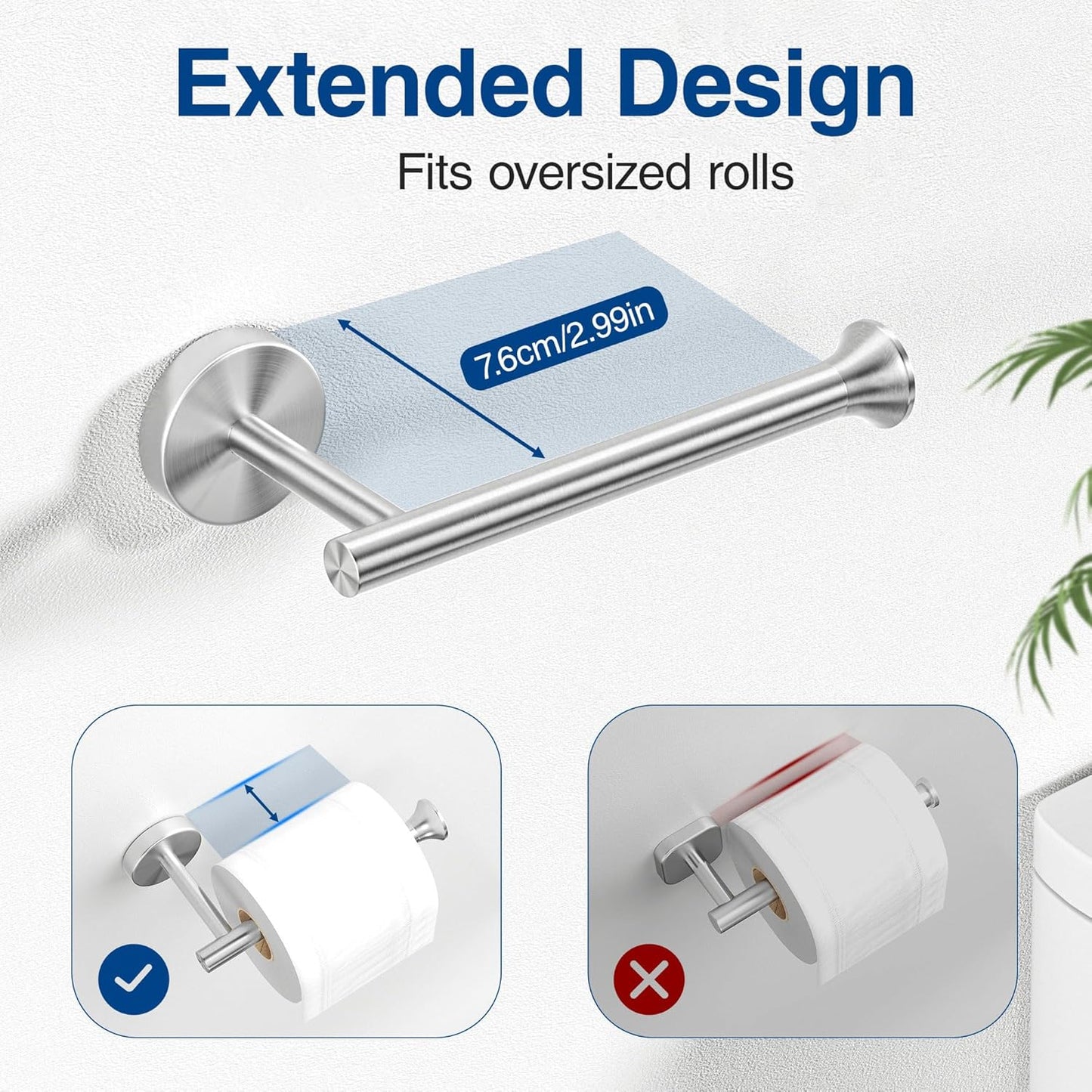 Toilet Paper Holder Silver Wall Mount Stainless Steel for Bathroom Kitchen Brushed Nickel