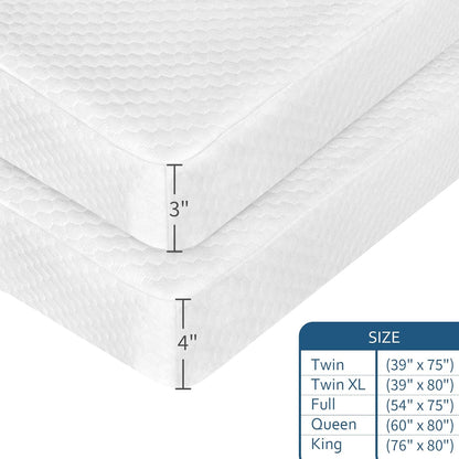 Mattress Topper Cover (Cover Only) Twin Size, 3-4 Inch Zippered Viscose Made from Bamboo Cover for Latex Mattress Topper, Removable Memory Foam Mattress Topper Cover with Straps