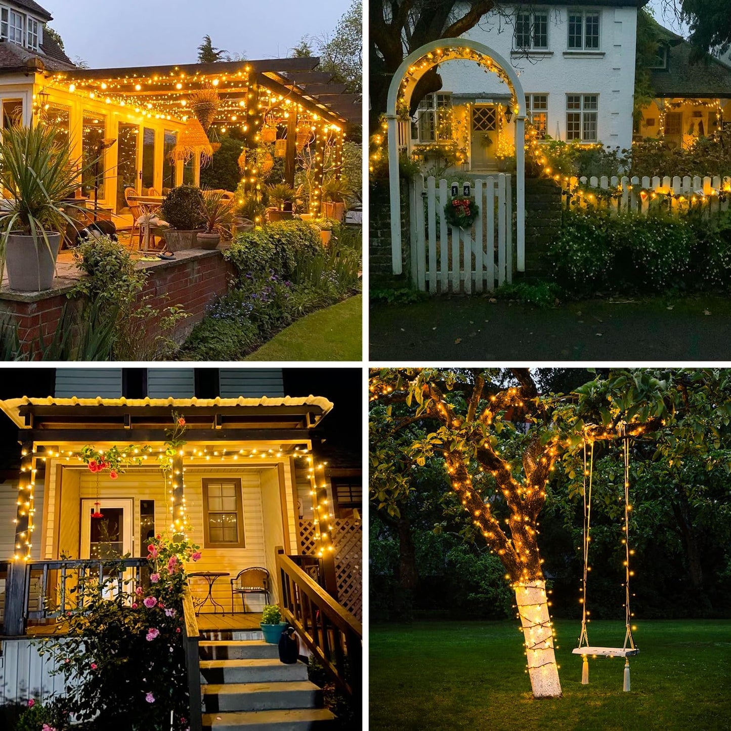 2 Pack Solar String Lights Outdoor Waterproof - Total 400 LED 151FT Solar Christmas Lights Outdoor, 8 Modes Warm White String Light for outside Patio Yard Tree Garden Christmas Decorations