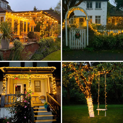 2 Pack Solar String Lights Outdoor Waterproof - Total 400 LED 151FT Solar Christmas Lights Outdoor, 8 Modes Warm White String Light for outside Patio Yard Tree Garden Christmas Decorations