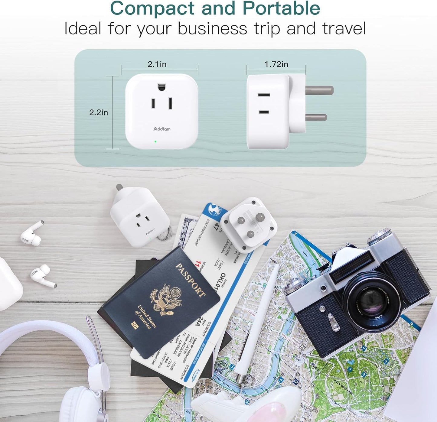 2 Pack US to India Plug Adapter, Type D Travel Adapter with 3 Outlets 3 USB Charger (2 USB C Ports), India Power Adapter Converter for USA to India, Bangladesh, Maldives, Pakistan, Nepal, Sudan
