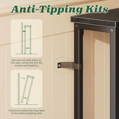 5.9-Inch Narrow Console Table Set with Outlet, 78-Inch Total Length, Behind Couch and Long Entryway Tables with Charging Station for Living Room and Hallway, Black