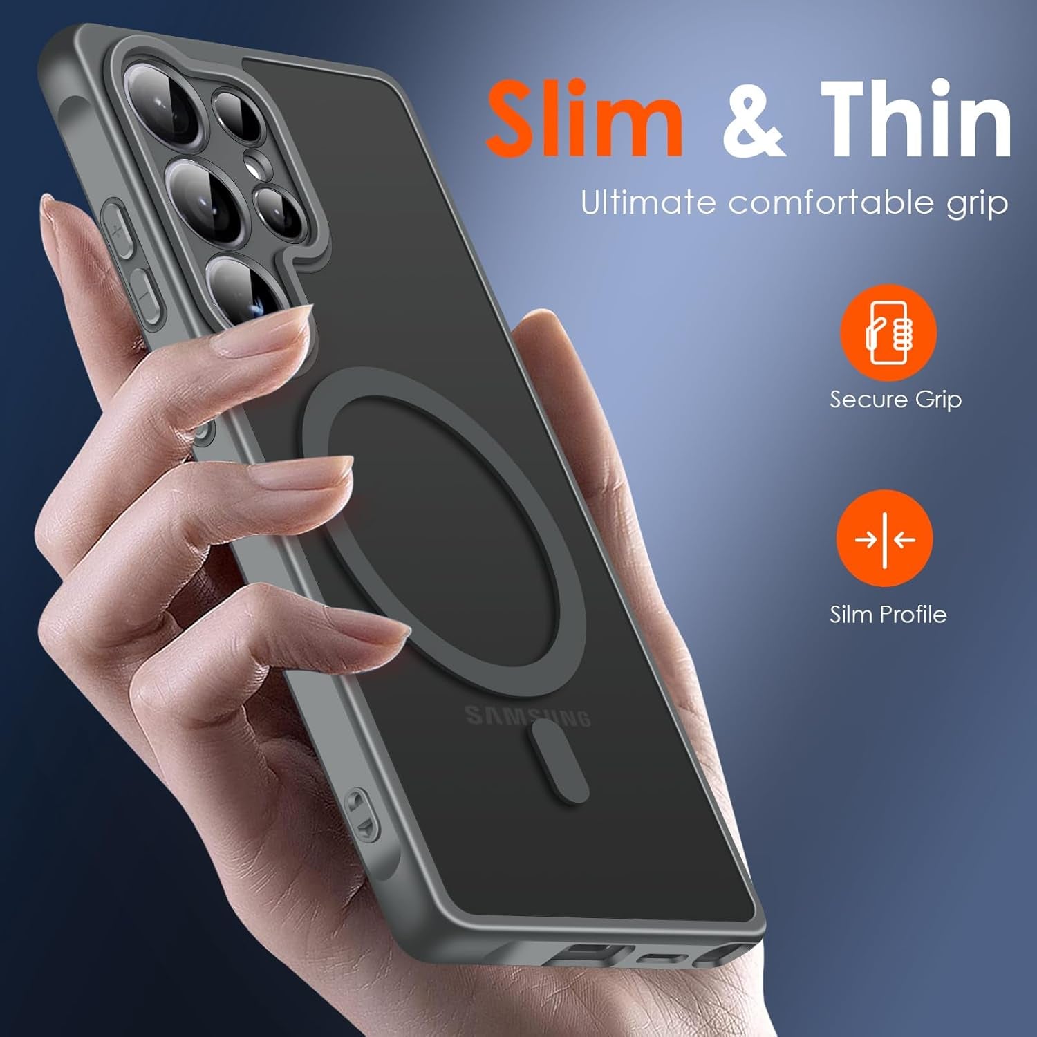 Magnetic Case for Samsung Galaxy S25 Ultra 5G 6.9” [Compatible with Magsafe] [15 FT Military Grade Protection] Magnetic Charger Case Bumper for S25 Ultra, Slim Phone Bumper Cover- Gray