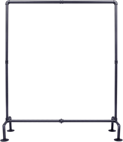 Industrial Pipe Clothing Rack Free Standing, Heavy Duty Detachable Clothes Rack with 4 Stable Feet for Garment Storage Display, Black