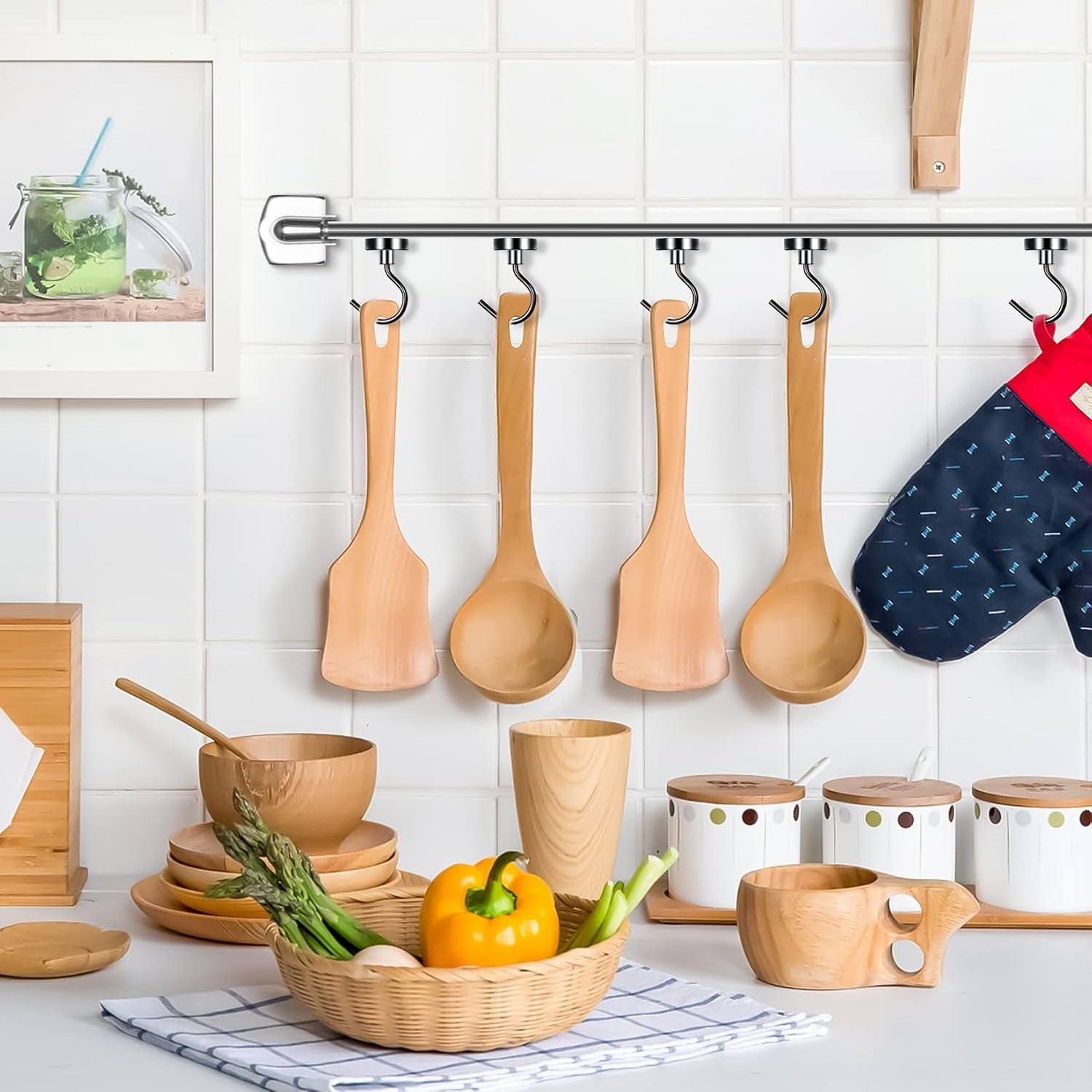 Heavy-Duty Magnetic Hooks - 12 Pack, 50LBS Capacity, Large Opening Neodymium Magnet Hooks for Versatile Hanging in Home, Office, and Workplace