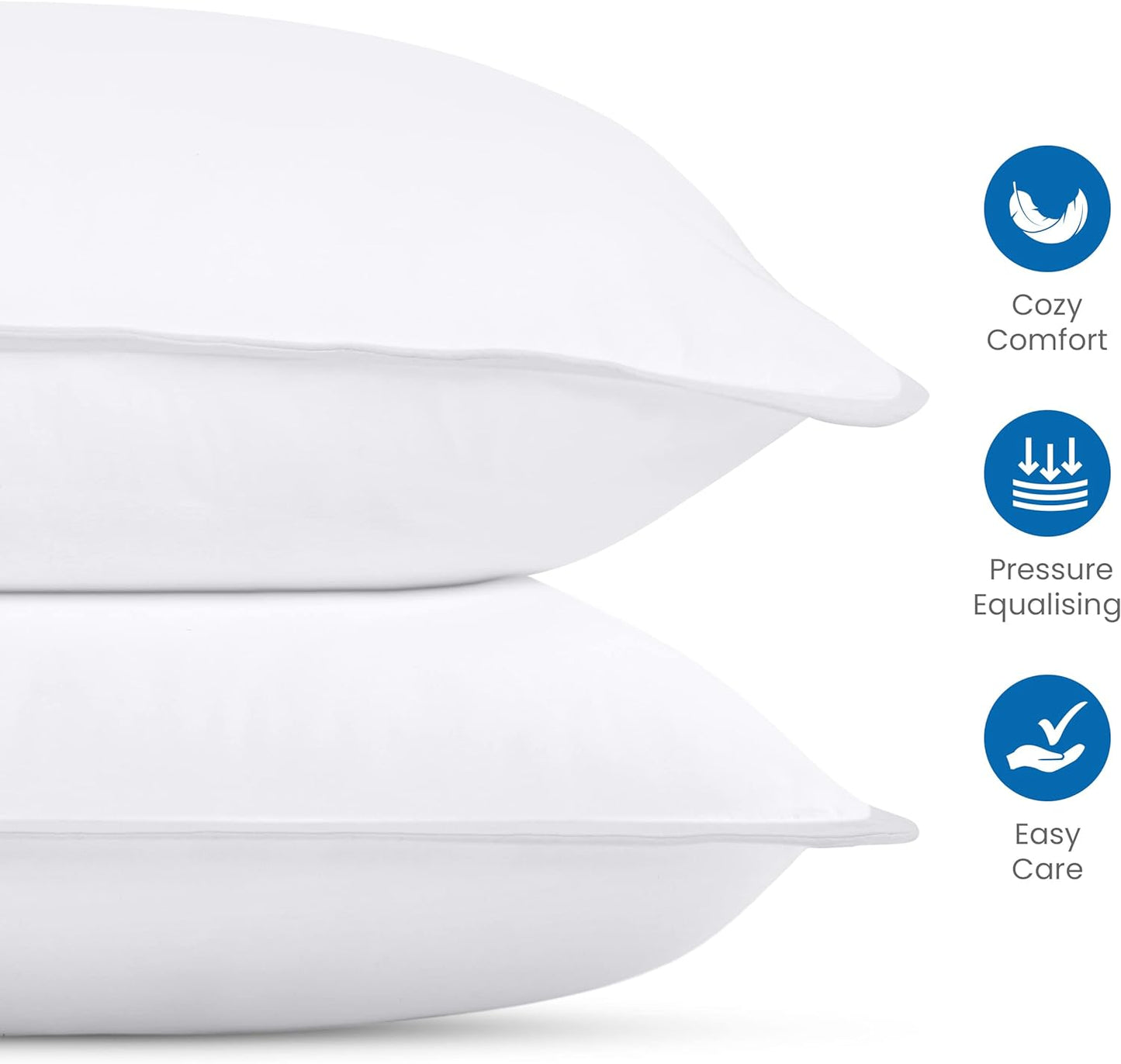 Bed Pillows for Sleeping (White), Queen Size, Set of 2, Hotel Pillow, Cooling Pillows for Side, Back or Stomach Sleepers