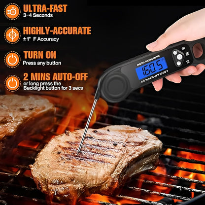 Meat Thermometer Digital, Instant Read Food Thermometer for Cooking Ourtdoor Fryer Candy BBQ Grill Smoker Accessories Kitchen Gadgets, Gifts for Men Stocking Stuffers Him Dad Birthday