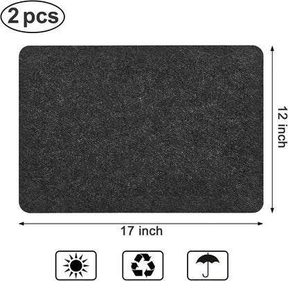 2 Pcs Heat Resistant Mat for Air Fryer, Coffee Maker, Toaster - Black Rectangular Felt & Silicone Countertop Protector with Sliding Function