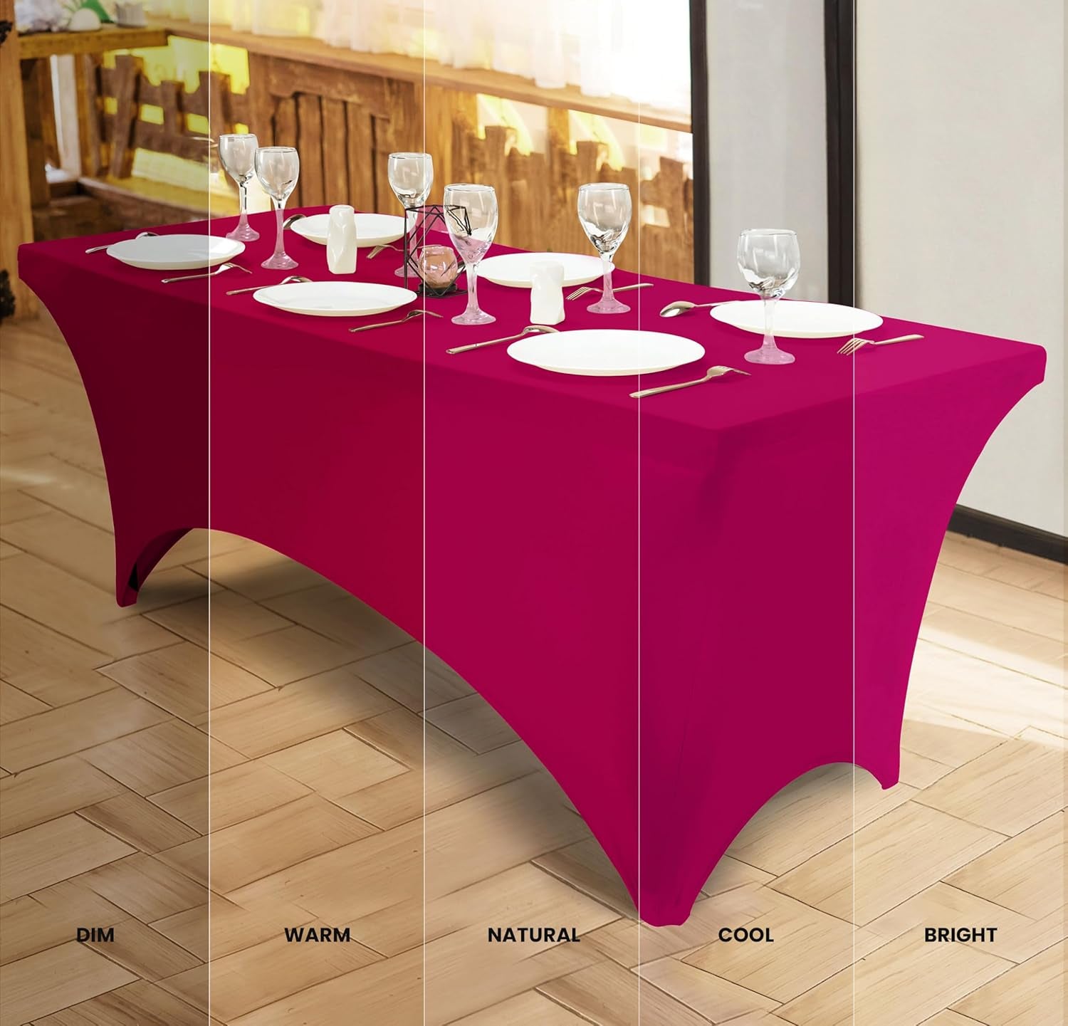 Spandex Tablecloth 2 Pack [6FT, Fuchsia] Tight, Fitted, Washable and Wrinkle Resistant Stretch Table Cloth Rectangle Cover for Trade Show, Weddings & Parties [72Lx30Wx30H Inch]