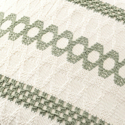 Set of 2 Sage Green Boho Decorative Lumbar Pillow Covers 12X20 Inch Farmhouse Rustic Couch Throw Pillows Modern Summer Cushion Covers Retro Cute Macrame Woven Home Decor for Bed Sofa Chair