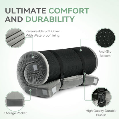 Memory Foam Camping Mattress Certipur-Us Waterproof Portable Roll up Mattress for Adults Cot Mattress Car Van Sleeping Mat Pad with Carrying Bag