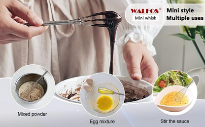Mini Whisks Stainless Steel, Small Whisk 2 Pieces, 5In and 7In Tiny Whisk for Whisking, Beating, Blending Ingredients, Mixing Sauces