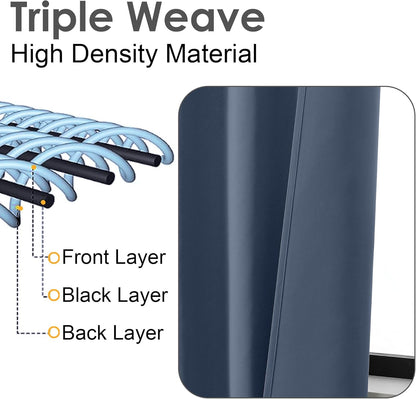 Denim Blue Blackout Curtains 36 Inches Long 2 Panels, Solid Thermal Insulated Half Window Curtains for Kitchen Bathroom, Modern Rod Pocket Back Tab Short Window Treatments, 40Wx36L