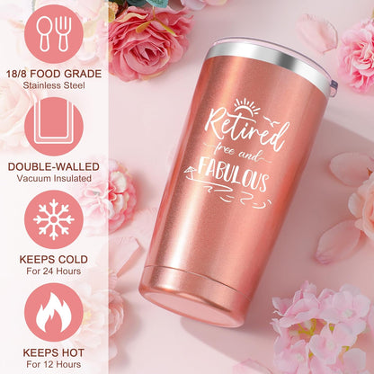 Elegant Retirement Gift Basket for Women 2025 - Thoughtful Retirement Presents for Coworkers, Teachers, Nurses, Bosses, Friends, Moms, and Grandmothers, Featuring a 20oz Tumbler, Greeting Card, and "The Queen Has Retired" Socks