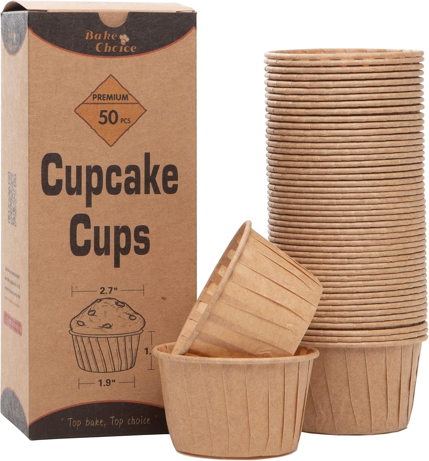 50Pcs Natural Cupcake Baking Cups, Heavy Duty Parchment Paper Cupcake Liners 3.5Oz for Muffin, Dessert.