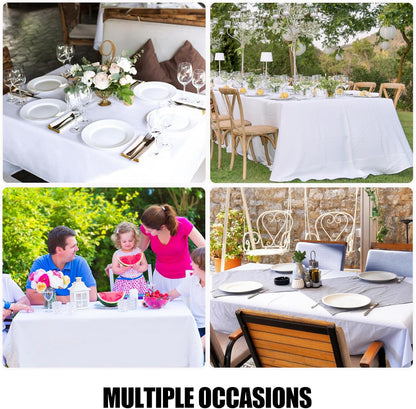 Rectangle Table Cloth, Waterproof Anti-Scratch Polyester Tablecloth, Decorative Washable Fabric Table Cover for Dining, Buffet, Parties and Outdoor, 60X84, White