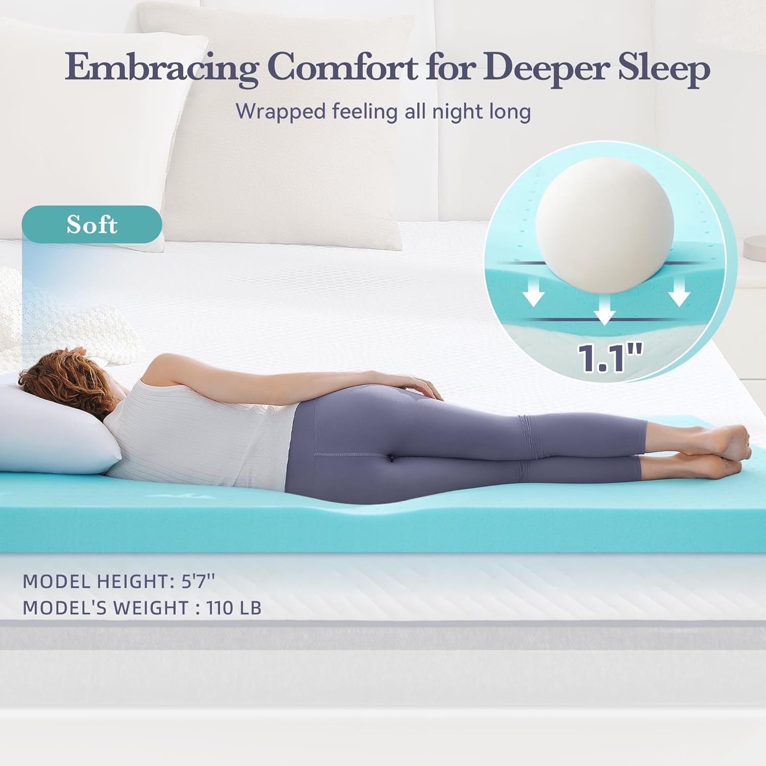 3 Inch Gel Memory Foam Mattress Topper King Size, Ventilated Mattress Pad for Body Pressure Relief, Cooling Bed Topper with Breathable Soft Cover, Certipur-Us Certified, Soft Version